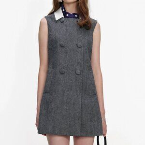 Self-portrait Gray checkered scarf, gray dress